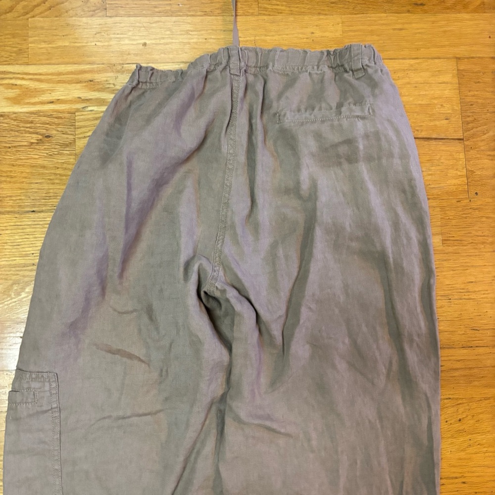 Eileen Fisher Organic Linen Lagenlook Resortwear Career Cargo Ankle Zip Pants S - Picture 4 of 6